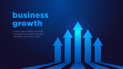 Arrows vector of business sale growth on dark blue background