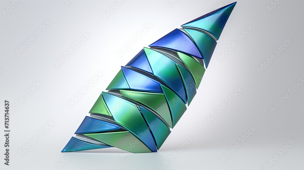 Poster a cone with a hexagonal pattern in shades of blue and green