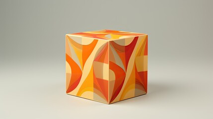 A cube with a diamond pattern in shades of yellow and orange