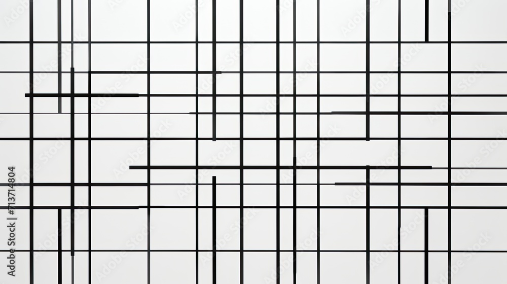 Poster a minimalist grid of intersecting vertical and horizontal lines in monochrome