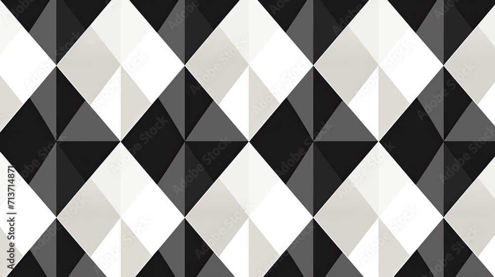 Poster a repeating diamond and triangle pattern with a monochrome color scheme