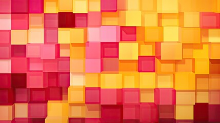 A pattern of squares in shades of pink and yellow