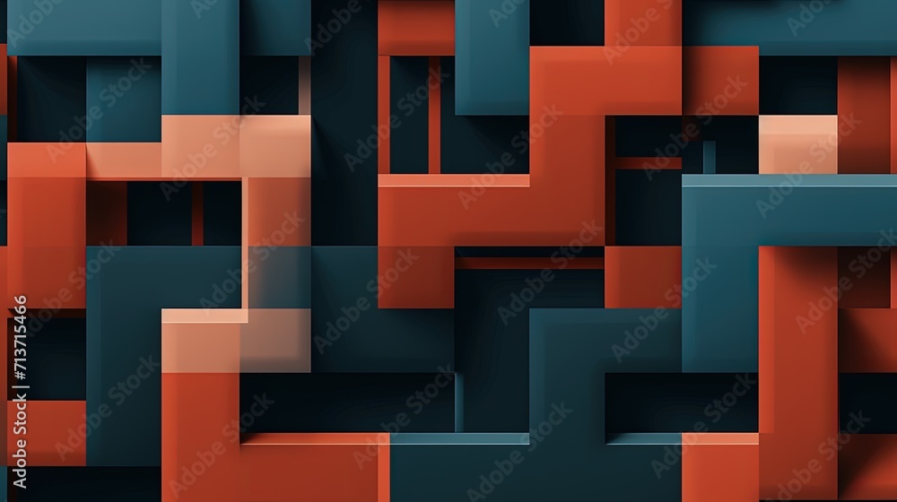 Poster a seamless pattern of interconnected squares in contrasting colors