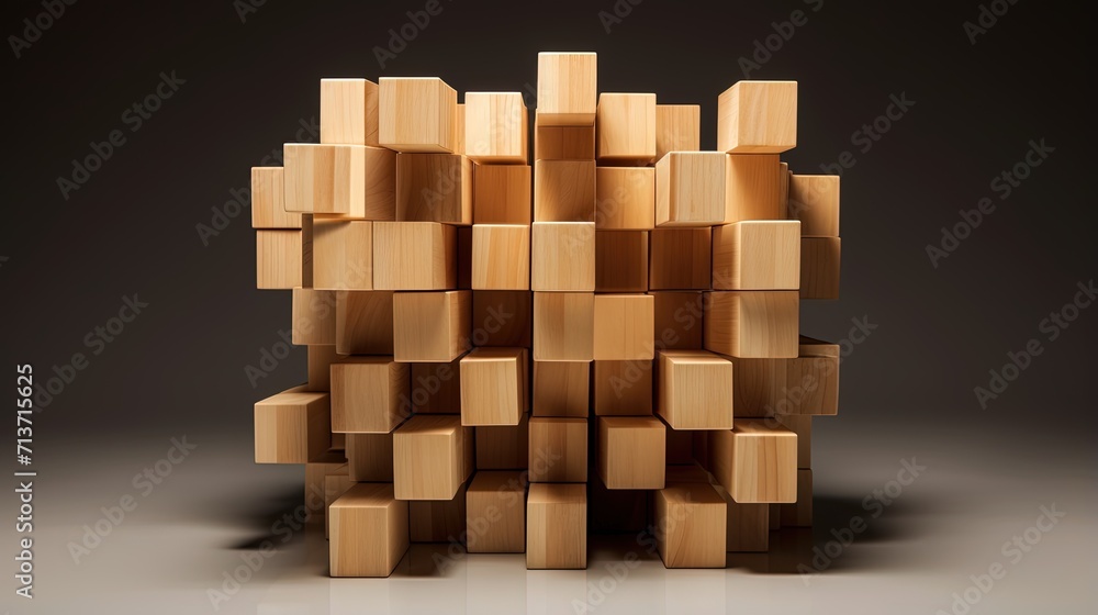 Poster cubic blocks arranged in an orderly and structured manner