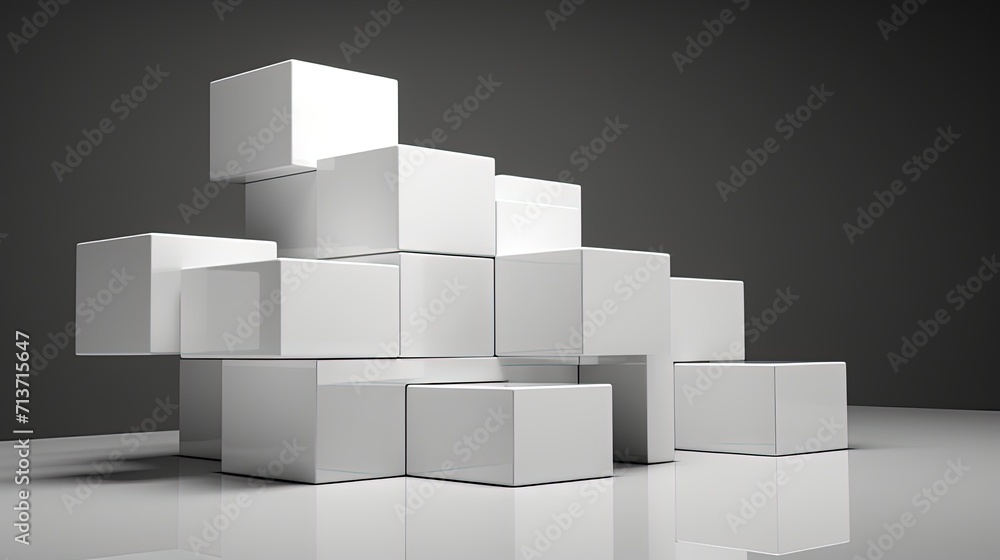 Poster cubic formations with a minimalistic design emphasizing simplicity and elegance