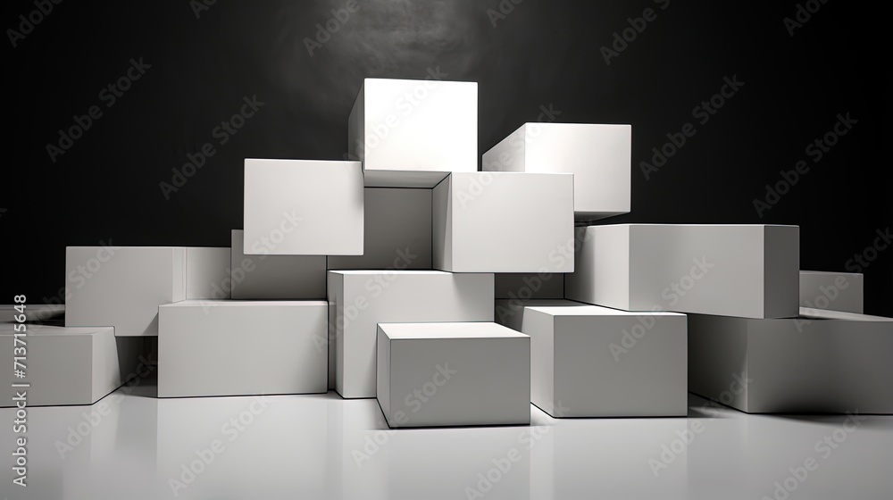 Poster cubic formations with a minimalistic design emphasizing simplicity and elegance