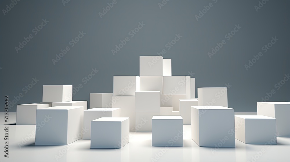 Poster cubic formations with a minimalistic design emphasizing simplicity and elegance