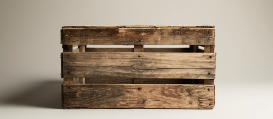 Wooden Crate on a Neutral Background