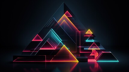 Geometric elements with a neon color scheme - obrazy, fototapety, plakaty