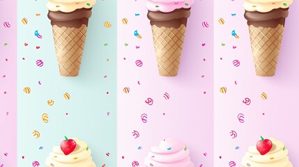 Ice cream sweet treats pastel colors pixel pattern