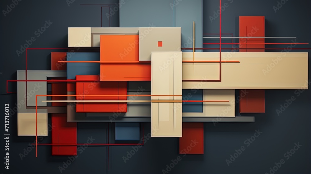 Poster Overlapping rectangular elements in a balanced composition