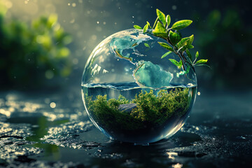world day for water earth drop in hands, Generative ai