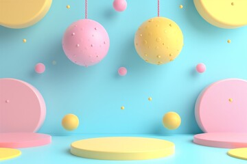 Design mockup. 3D rendering geometric shapes, perfect for premium product display. Generative AI