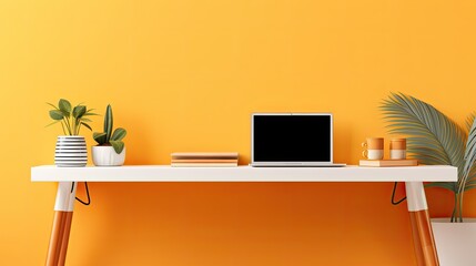 Remote work technology redefining office boundaries solid color background - obrazy, fototapety, plakaty