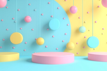 Design mockup. 3D rendering geometric shapes, perfect for premium product display. Generative AI