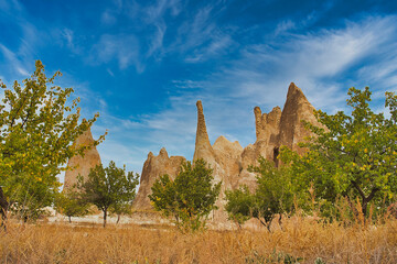 Unique rock and stone formations in the Red valley near  near Goreme,a UNESCO world heritage site...