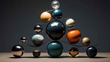 Spherical elements arranged in a balanced arrangement