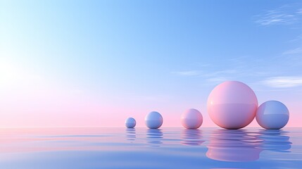 Spherical orbs floating in a serene and serene atmosphere with gradient backgrounds