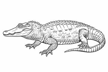 Crocodile LIne Art Illustration