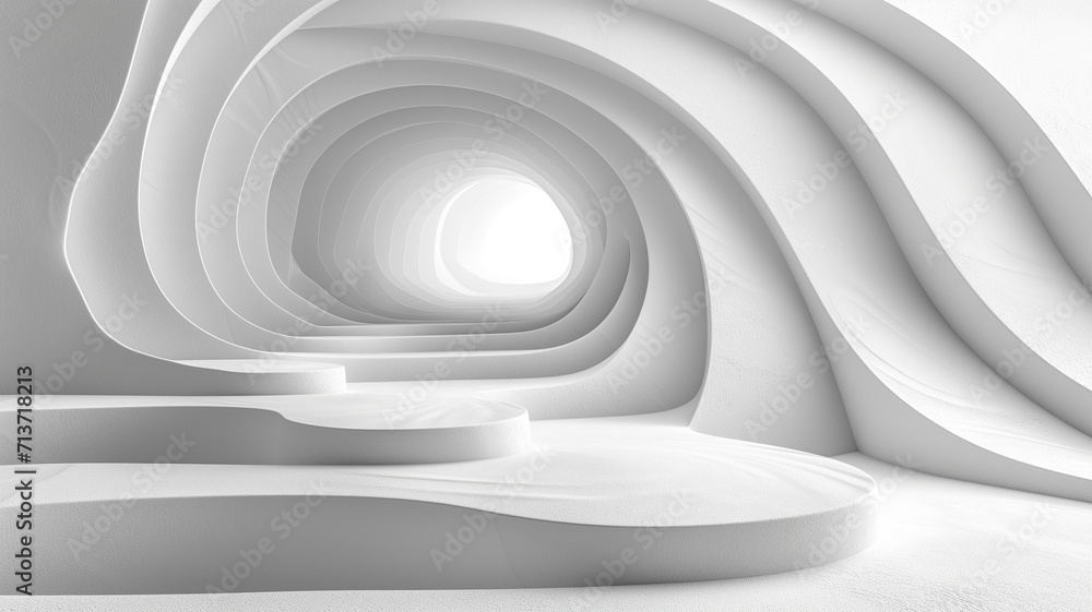 Poster abstract 3d rendering of white curved lines on white background. futuristic background with geometri