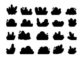 Lawn bush grass. Silhouette Image. Organic park plant. Hand drawn style. Vector drawing. Collection of design elements.