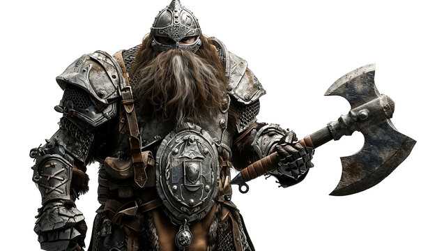 Dwarf Beast Armor with Weapon Isolated