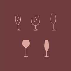wine glass line simple logo design