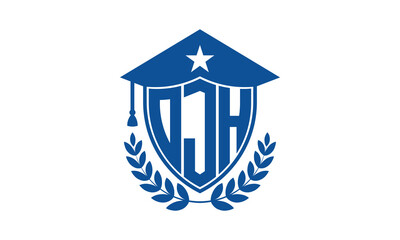 OJH three letter iconic academic logo design vector template. monogram, abstract, school, college, university, graduation cap symbol logo, shield, model, institute, educational, coaching canter, tech