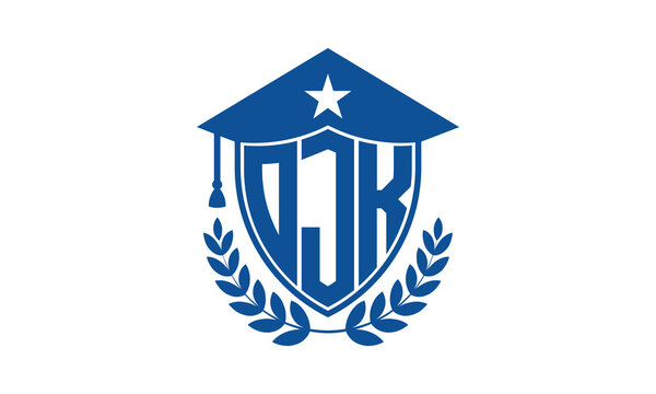 OJK three letter iconic academic logo design vector template. monogram, abstract, school, college, university, graduation cap symbol logo, shield, model, institute, educational, coaching canter, tech