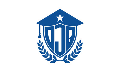 OJQ three letter iconic academic logo design vector template. monogram, abstract, school, college, university, graduation cap symbol logo, shield, model, institute, educational, coaching canter, tech