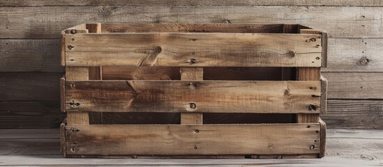 Rustic Wooden Crate on Vintage Wood Background