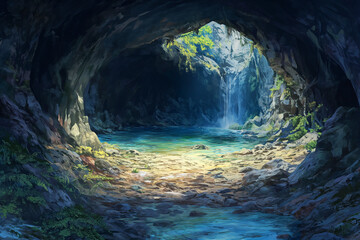 絵画的な自然系の背景背景のイラスト(AI generated image)
