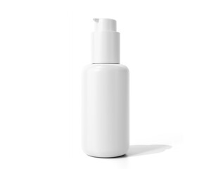 Blank White Plastic Cosmetic Spray Bottle Packaging Isolated On Transparent Background, Prepared For Mockup, 3D Render.