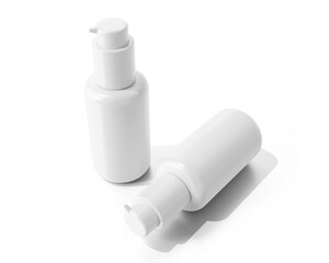 Blank White Plastic Cosmetic Spray Bottle Packaging Isolated On Transparent Background, Prepared For Mockup, 3D Render.