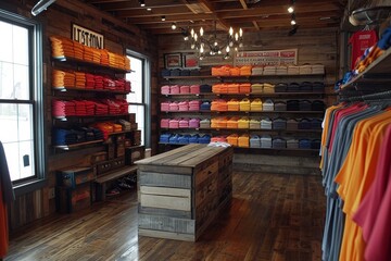 etalase t shirt at inside store professional photography