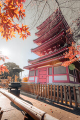 本土寺の五重塔と紅葉