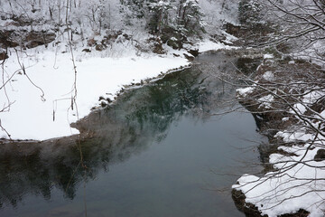 日本の白川郷の冬の風景