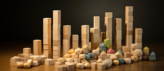 Developing financial charts using wooden toy blocks