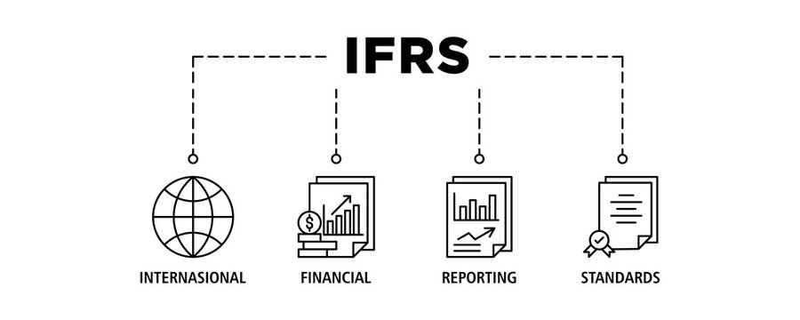Ifrs banner web icon set vector illustration concept for international financial reporting standards with icon of global, network, money, documents, books, and writing