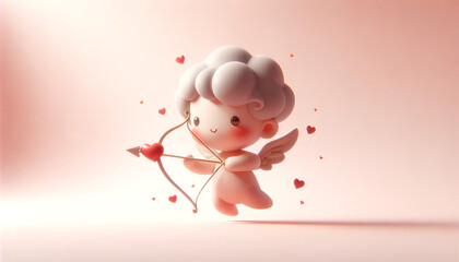 Fototapeta premium cute cupid, picture for valentine's day, angel and heart