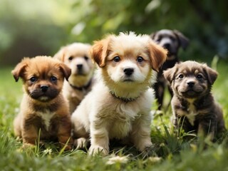 Naklejka na ściany i meble group of puppies