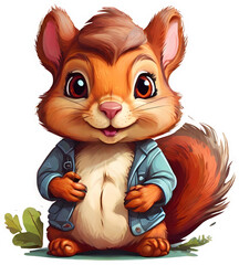 Obraz premium cute shape squirrel illustration. cartoon style design for stickers, posters, social media, t-shirts. ai generative design