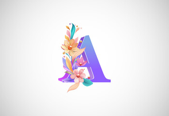 Floral alphabet A. Logo for wedding invitations, greeting card, birthday, logo, poster other ideas