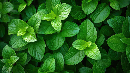 Fresh mint leaves in the garden. Mint leaves background. - obrazy, fototapety, plakaty