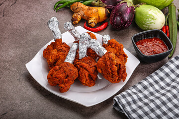 Indian cuisine glazed chicken lollipop