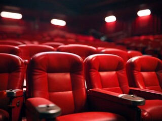 red cinema seats background, design for poster, banner, flyer. ai generative design