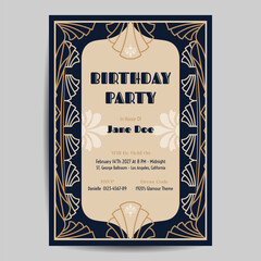 Art Deco Birthday Flyer Invitation