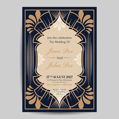 Art Deco Wedding Invitation Template