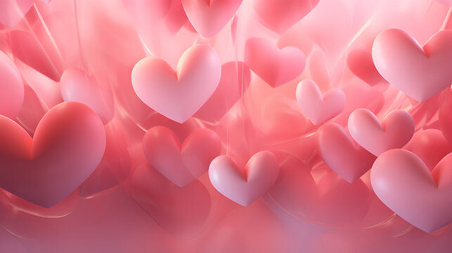 Multicolored Heart background. Valentine Wallpaper with Pink, White and Metallic love hearts,,
Valentine concept background with lots of pink hearts of various sizes 3d render
