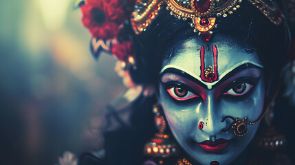 Head shot of Hindu Kali goddess statue - obrazy, fototapety, plakaty